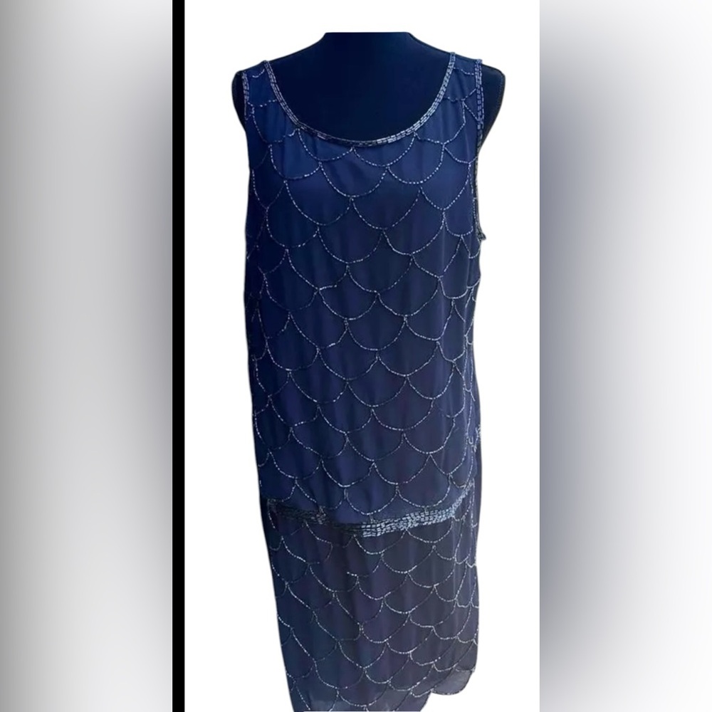 Adrianna Papell Navy blue Dress 16 embellished - Picture 1 of 5